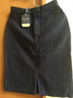 Mサイズ 新品 タイトスカート レディース 前スリット ネイビー 綿100%②