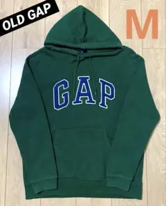 【希少カラー】OLD GAP グリーン ロゴパーカー フーディ紺タグ　Y2K M