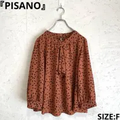 【PISANO】タイ付き総柄ブラウス　ゴールドパーツ付きブラウス　F