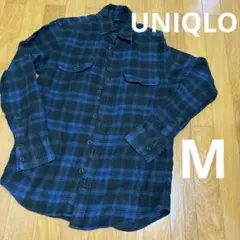 UNIQLOユニクロ　ネルシャツ　M ネイビー黒