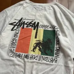 ステューシーSTUSSYラスタカラー白バックプリントTシャツMメンズ古着ライオンのサムネイル