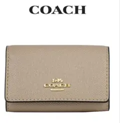 COACH ベージュ レザー キーケース