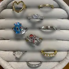 リング9本セット多様なデザイン　リングトレイ付き♡ステンレス製シルバー925製等