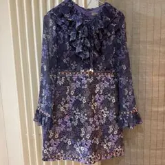 古着 花柄 フリル ワンピース