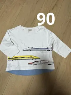 新幹線イラスト長袖カットソー 90