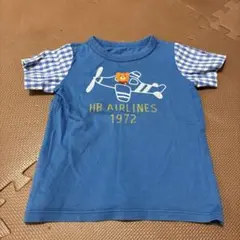 ミキハウHB AIRLINES 1972 キッズ 半袖Tシャツ ブルーのサムネイル