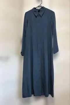 UNIQLOダークブルー シャツワンピース 長袖　コラボ　美品　L 春シンプル