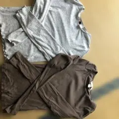 長袖Tシャツ 2枚セット グレー ブラウン S XS