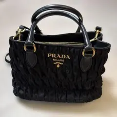 PRADA ギャザー ハンドバッグ ブラック