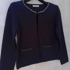 anySiS 綿混 ビジュー ノーカラージャケット カーディガン エニィスィス