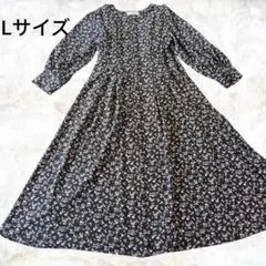 【美品】エニィスィス　黒ベース花柄　フロントボタンデザイン　ワンピース