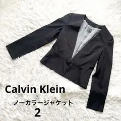 【極美品】カルバンクライン　ノーカラー　ジャケット 女性　黒　フォーマル 2のサムネイル