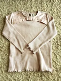 H&M ピンク リボン　リブ編み 長袖カットソー 92