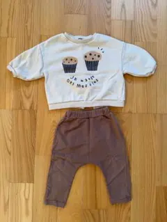 マフィンプリント トレーナーとパンツセット XS 80cm 綿100%