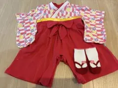 ベビー袴ロンパース　70 女の子　ソックス付き