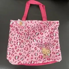 日焼けキティ 底マチボアトートバッグ♡ピンク ヒョウ柄 大容量♡♡