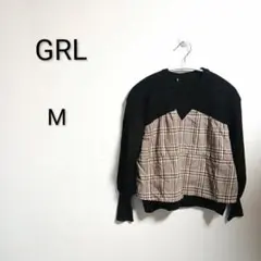 S1105 グレイル GRL 長袖トップス Mサイズ ブラック チェック