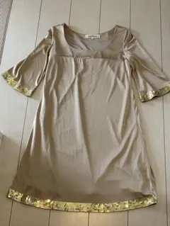 【値下げしました】 Pinky&Dianne ベージュ 七分袖 ワンピース 38