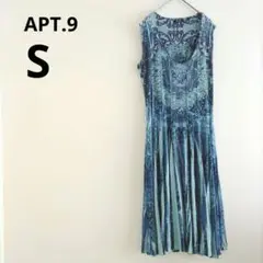 海外古着 APT.9 ノースリーブ ワンピース S ブルー エスニック 柄