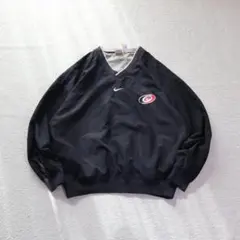 00s NIKE NHLナイロンプルオーバー L ブラック ストリート 刺繍ロゴ