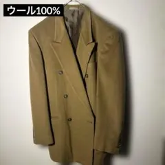 【美品】ブラウン ダブルブレストジャケット　ウール100% 大きいサイズ　L
