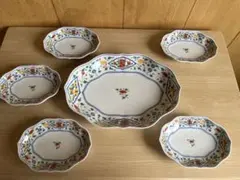 新品未使用　たち吉　唐彩　花数寄　色絵小花　変形楕円　取り分け皿揃