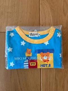 ［未使用］ミキハウス ホットビスケッツ　ブルー星柄×汽車×ビーンズくん Tシャツ