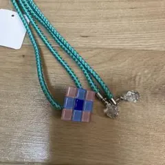 モザイク風帯締めターコイズ色