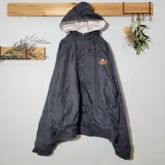 ナイロンジャケット【L】黒 アウター スウェット素材 防寒 暖かい ジップアップ