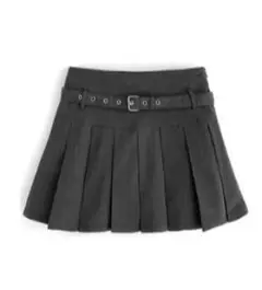 【GRL インパン 裏地付き ベルト付き チェック プリーツミニスカート】