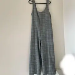 グレー系チェック柄サロペット　ZARA S