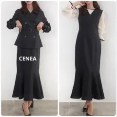 CENEA ショートトレンチコート＋Vネックマーメイドジャンパースカート