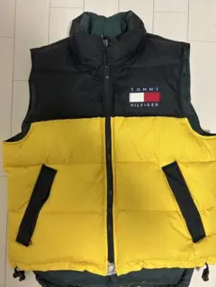 TOMMY HILFIGER ダウンベスト ブラック イエロー