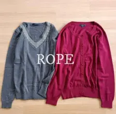 ROPE ロペ　Vネックニット　ダイヤモンドチェック カーディガン　春秋ニット