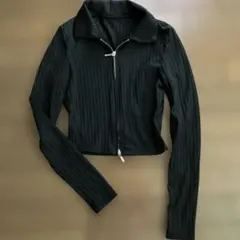 SHEINレディースブラック クロップドジャケット 襟付き