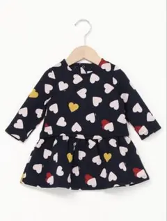 プチバトー　キルティング　ハート柄ワンピース 24m 86cm
