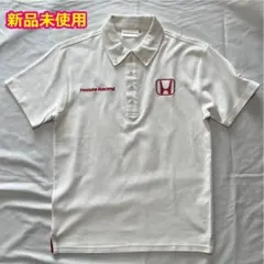 HondaRacing ボタンダウン　半袖ドライポロシャツ（白）Mサイズ