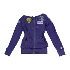 平成ギャル ★ ダブルジップ パーカー 紫 パープル ワッペン y2k 英数字