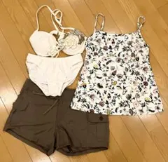 icb 水着　4点セット　サイズM 白花柄