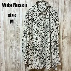 【Vida Roseo】総柄 長袖シャツ M アニマル モノトーン カジュアルのサムネイル