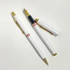 万年筆 & シャープペンシルのセット ホワイトxピンク 新品