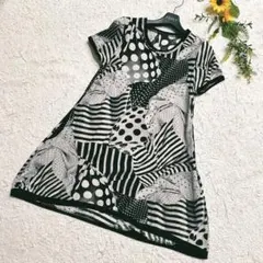 RENAULT ルノー 総柄 チュニック ワンピース ドット ボーダー 9号