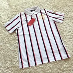 未使用 KAPPA カッパ ゴルフ ストライプ柄 半袖 ポロシャツ 白 紺 M