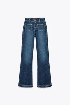 zara ダークブルーハイウエストフレアデニム