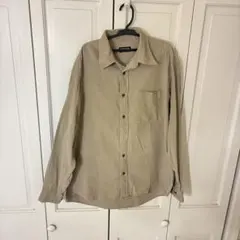 OLD UNIQLO 長袖シャツ　90s ベージュ　ボタンダウンシャツ　y2k