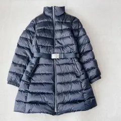 美品✨プラダ ダウンコート ロングコート ベルト ネイビー 42 XL相当