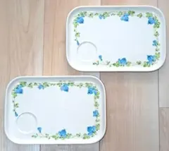 昭和レトロ 花柄 ワンプレート角皿 2枚セット 皿