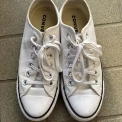 韓国スニーカーCONVERSE 厚底 ホワイト ローカット スニーカーUS7.5