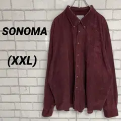 SONOMA ソノマ　ボタンダウンシャツ　コーデュロイ　ワインレッド　赤　XXLのサムネイル