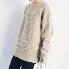 AMERICAN HOLIC 　柄MIX ケーブルニット　プルオーバー